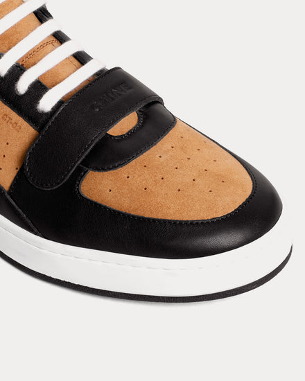 Celine CT-02 Scratch in Suede & Calfskin Black / Tan Mid Top Sneakers - 4