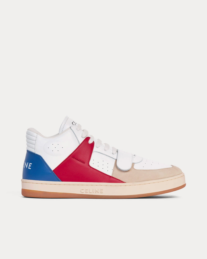 関税・送料込 CELINE CT-02 mid-top スニーカー Celine Women's CT-02 Leather White / Red / Blue / Ivory Mid