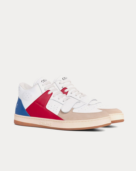 Celine CT-02 Leather White / Red / Blue / Ivory Mid Top Sneakers - 2