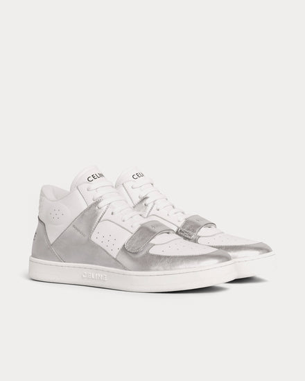 Celine CT-02 Mid With Scratch In Calfskin Optic White / Silver High Top Sneakers - 2