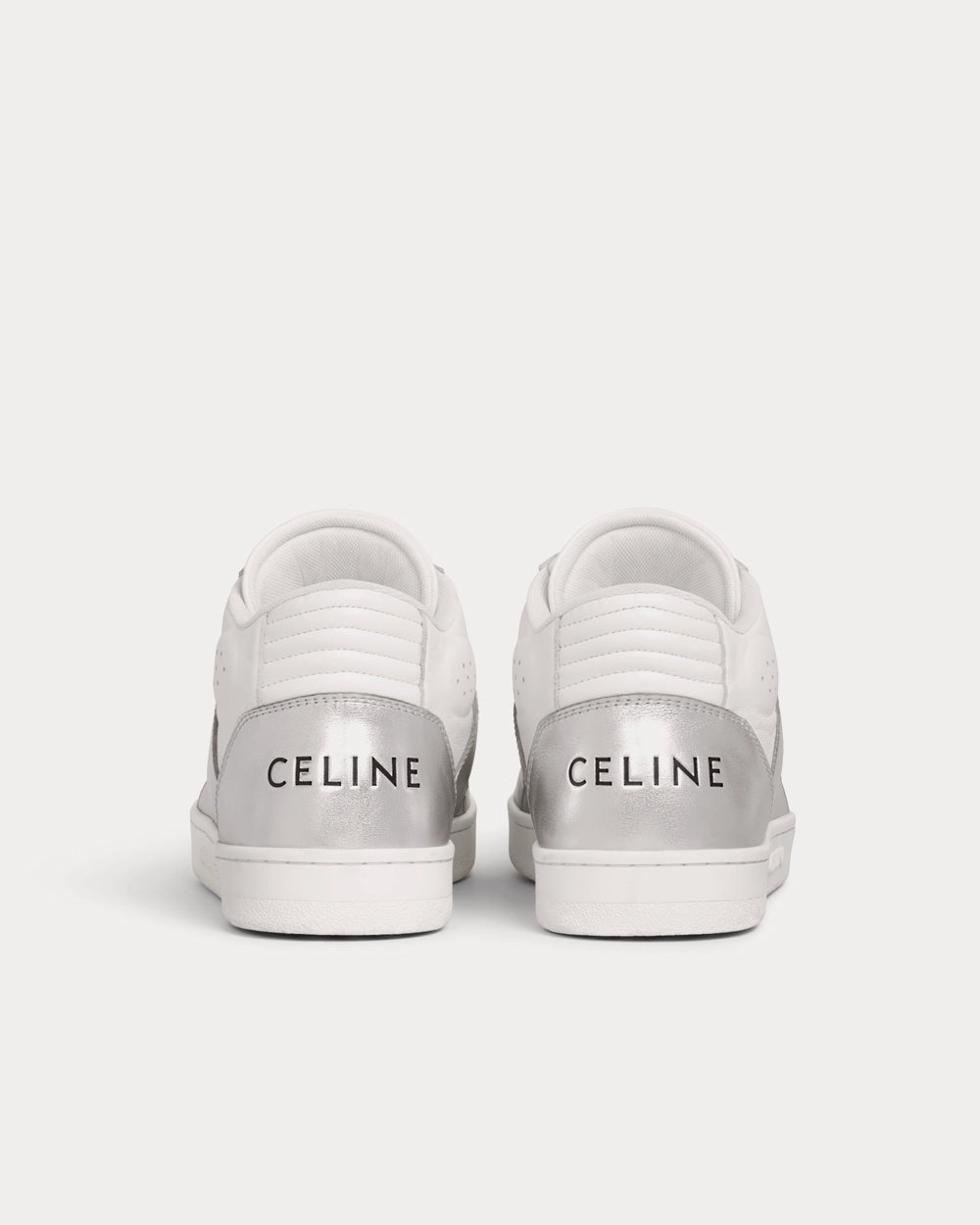 Celine - CT-02 Mid With Scratch In Calfskin Optic White / Silver High Top Sneakers