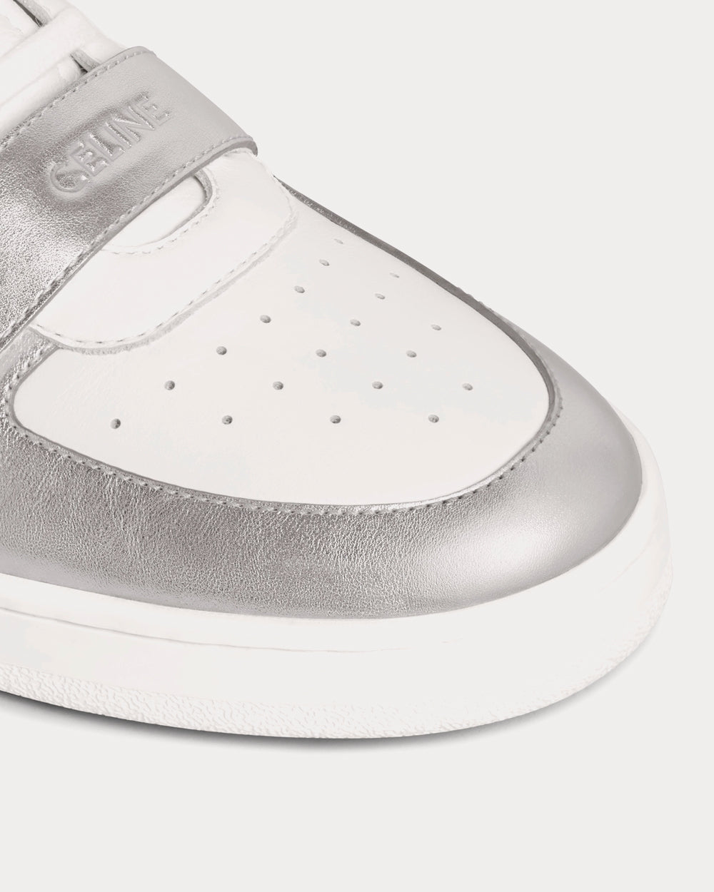 Celine - CT-02 Mid With Scratch In Calfskin Optic White / Silver High Top Sneakers