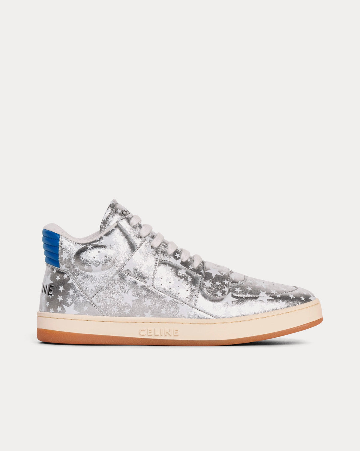 CT 02 Scratch in Star Printed Metalic Silver Blue Mid Top Sneakers