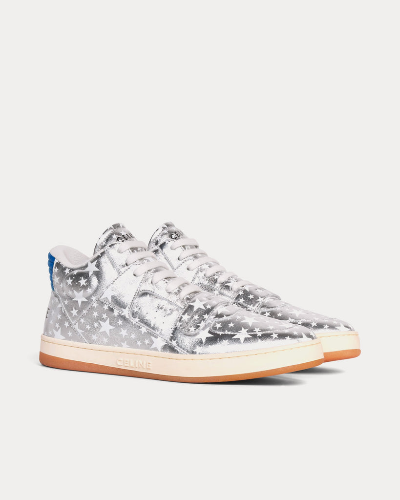 Celine CT 02 Scratch in Star Printed Metalic Silver Blue Mid Top