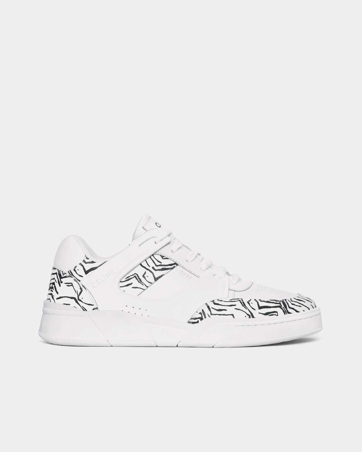 Celine Men's CT-07 Calfskin & Zebra Stamped Calfskin Optic White