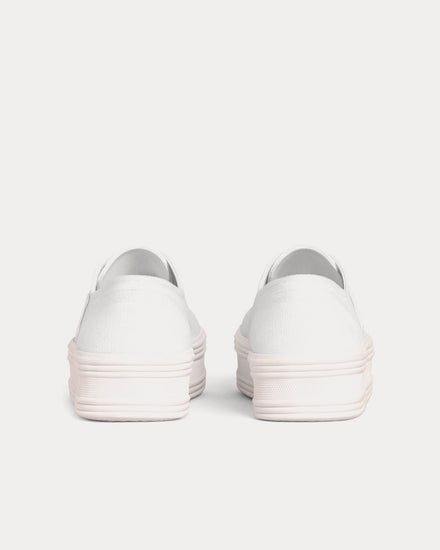 Celine Jane Lace-Up Canvas & Calfskin Optic White Low Top Sneakers - 3