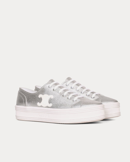 Celine Jane Lace-Up Silver Low Top Sneakers - 2