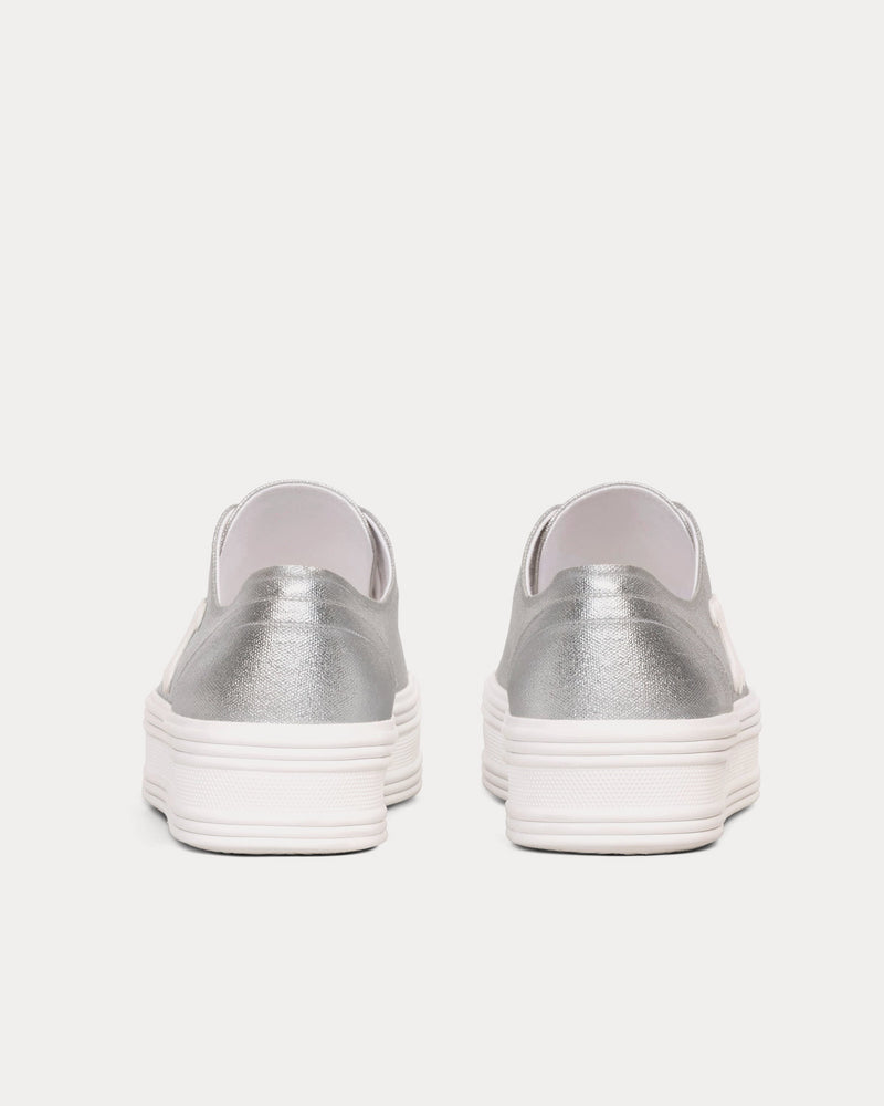Celine Jane Lace-Up Silver Low Top Sneakers - 3