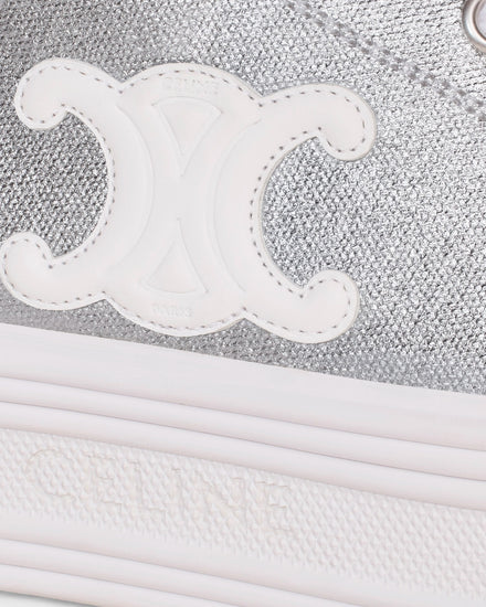 Celine Jane Lace-Up Silver Low Top Sneakers - 4