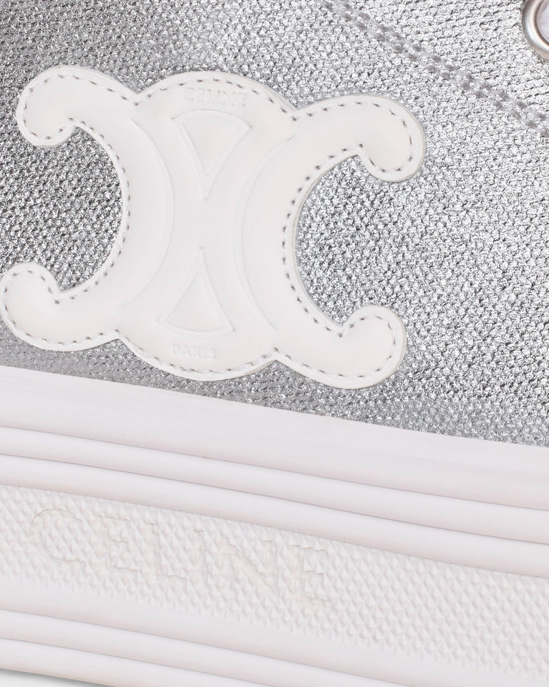 Celine Jane Lace-Up Silver Low Top Sneakers - 4