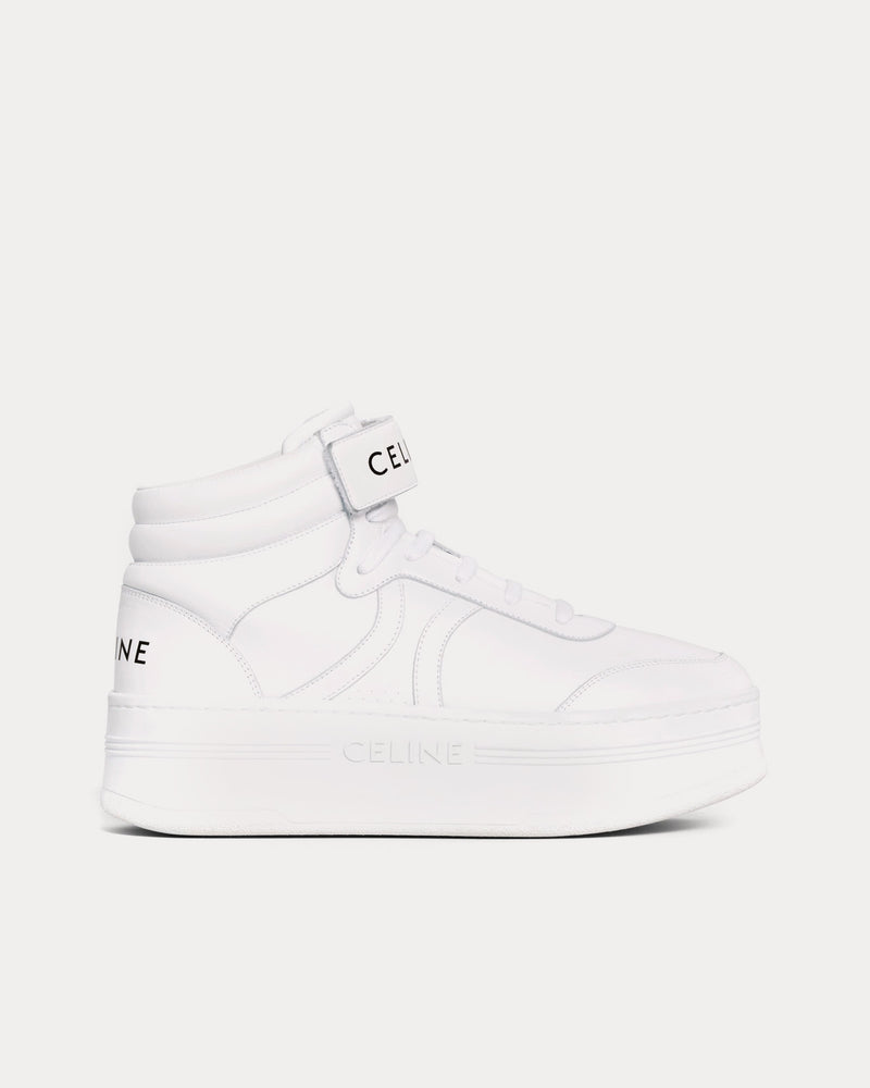 【CELINE】MID-TOP SNEAKERS Celine Women's Mid Block Wedge Scratch Calfskin Optic White