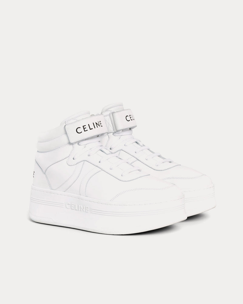 Celine Mid Block Wedge Scratch Calfskin Optic White Mid Top Sneakers - 2