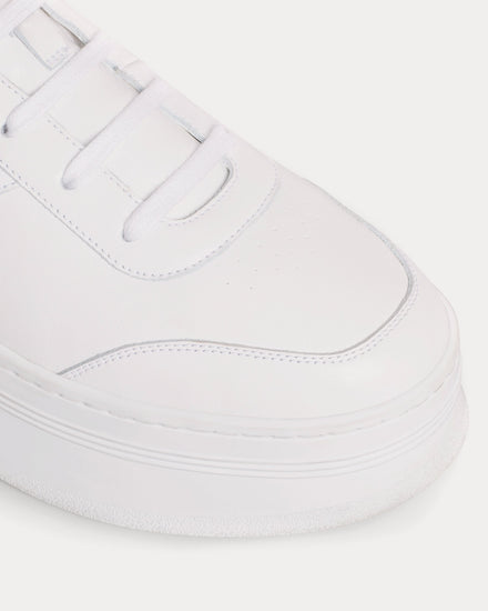 Celine Mid Block Wedge Scratch Calfskin Optic White Mid Top Sneakers - 4