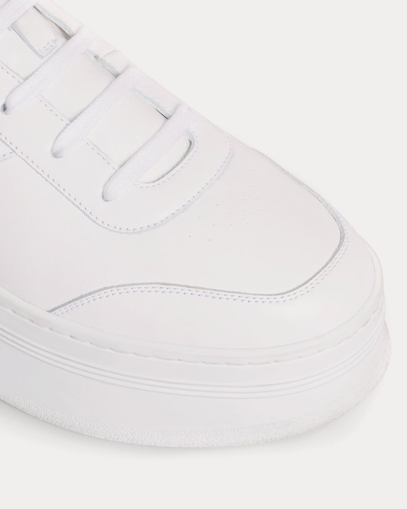 Celine Mid Block Wedge Scratch Calfskin Optic White Mid Top Sneakers - 4