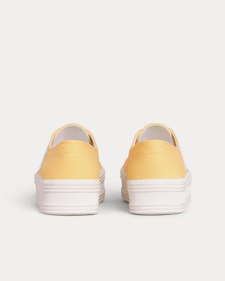 Celine Jane Lace-Up Canvas & Calfskin Yellow Low Top Sneakers - 3