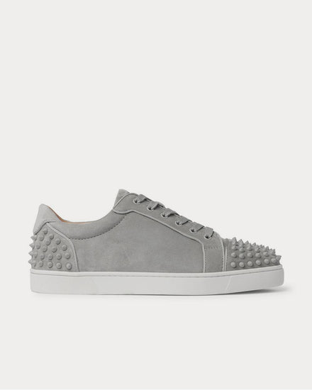 Christian Louboutin Men's Seavaste Orlato Studded Suede Gray low