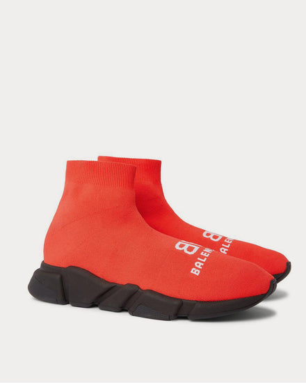 Balenciaga Speed Sock Logo-Print Stretch-Knit Slip-On  Red high top sneakers - 2