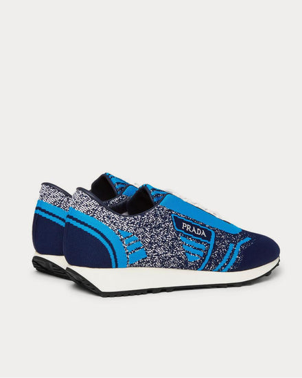 Prada Milano 70 Stretch-Knit  Blue low top sneakers - 4