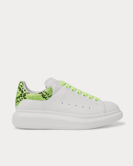 McQueen Exaggerated-Sole Neon Snake-Effect Leather  White low top sneakers - 1