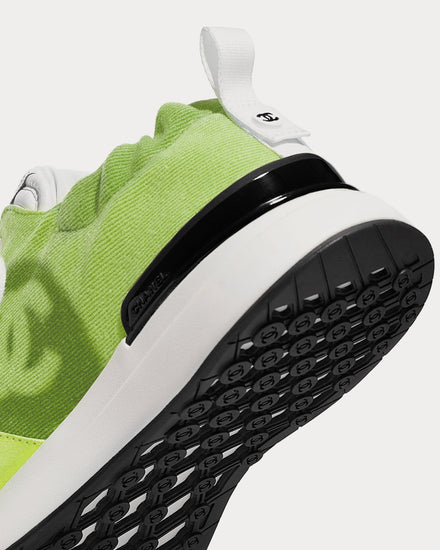 Chanel Denim & Suede Calfskin Neon Yellow Low Top Sneakers - 4