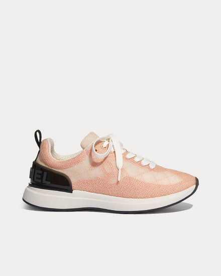 Chanel Embroidered Mesh Pale Pink Low Top Sneakers - 1