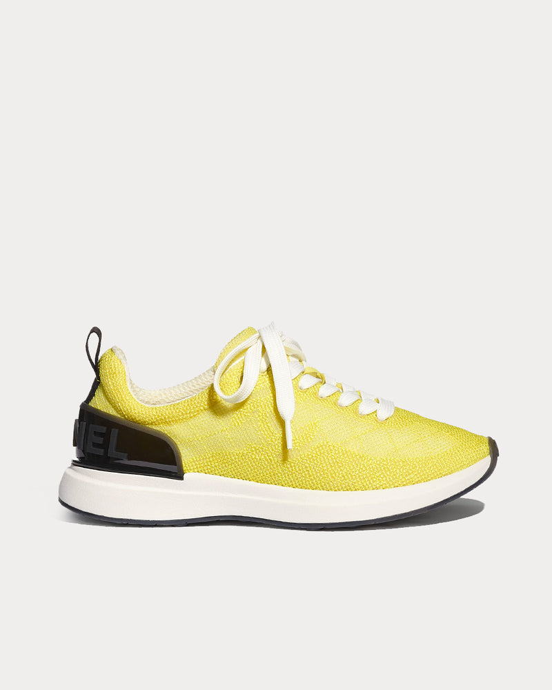 Chanel Embroidered Mesh Yellow Low Top Sneakers - 1