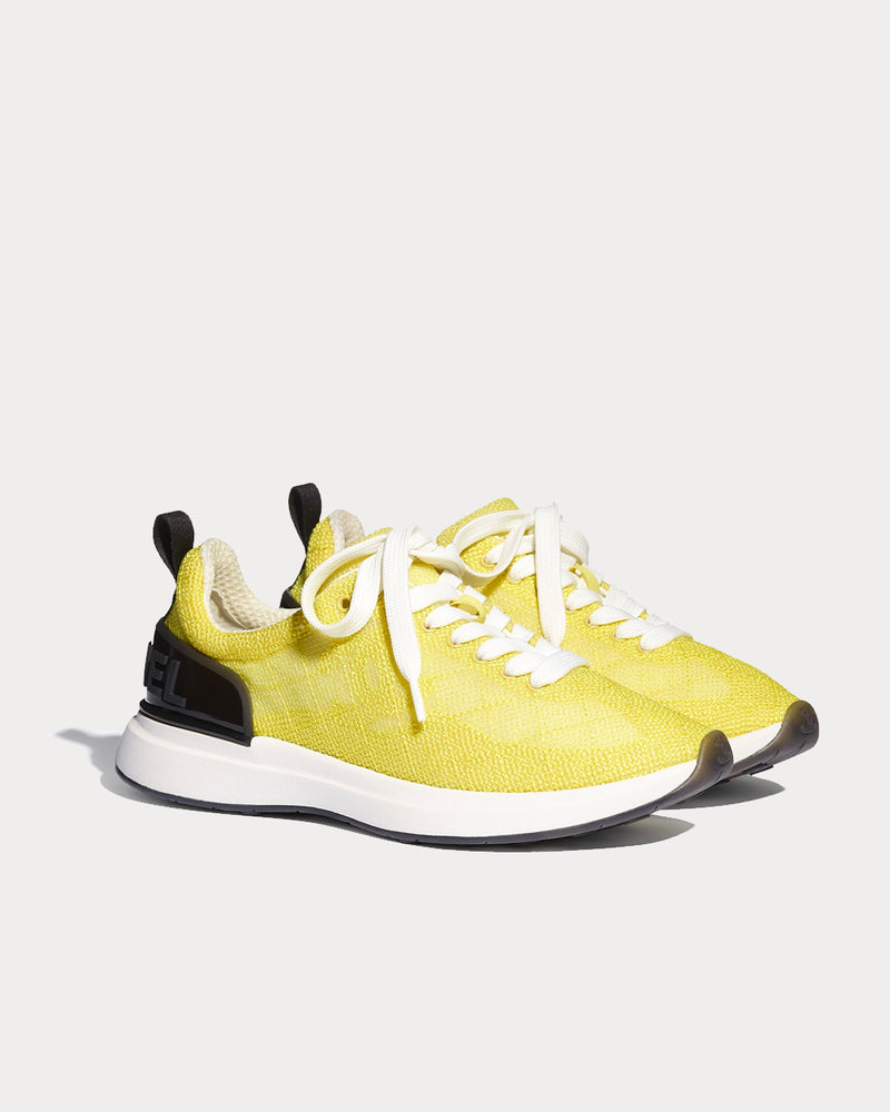 Chanel Embroidered Mesh Yellow Low Top Sneakers - 2