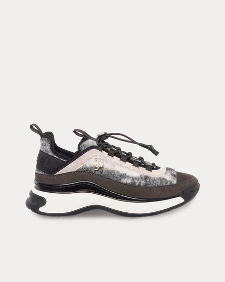 Chanel Fabric & Suede Calfskin Gray / Dark Grey / Light Grey Low Top Sneakers - 1