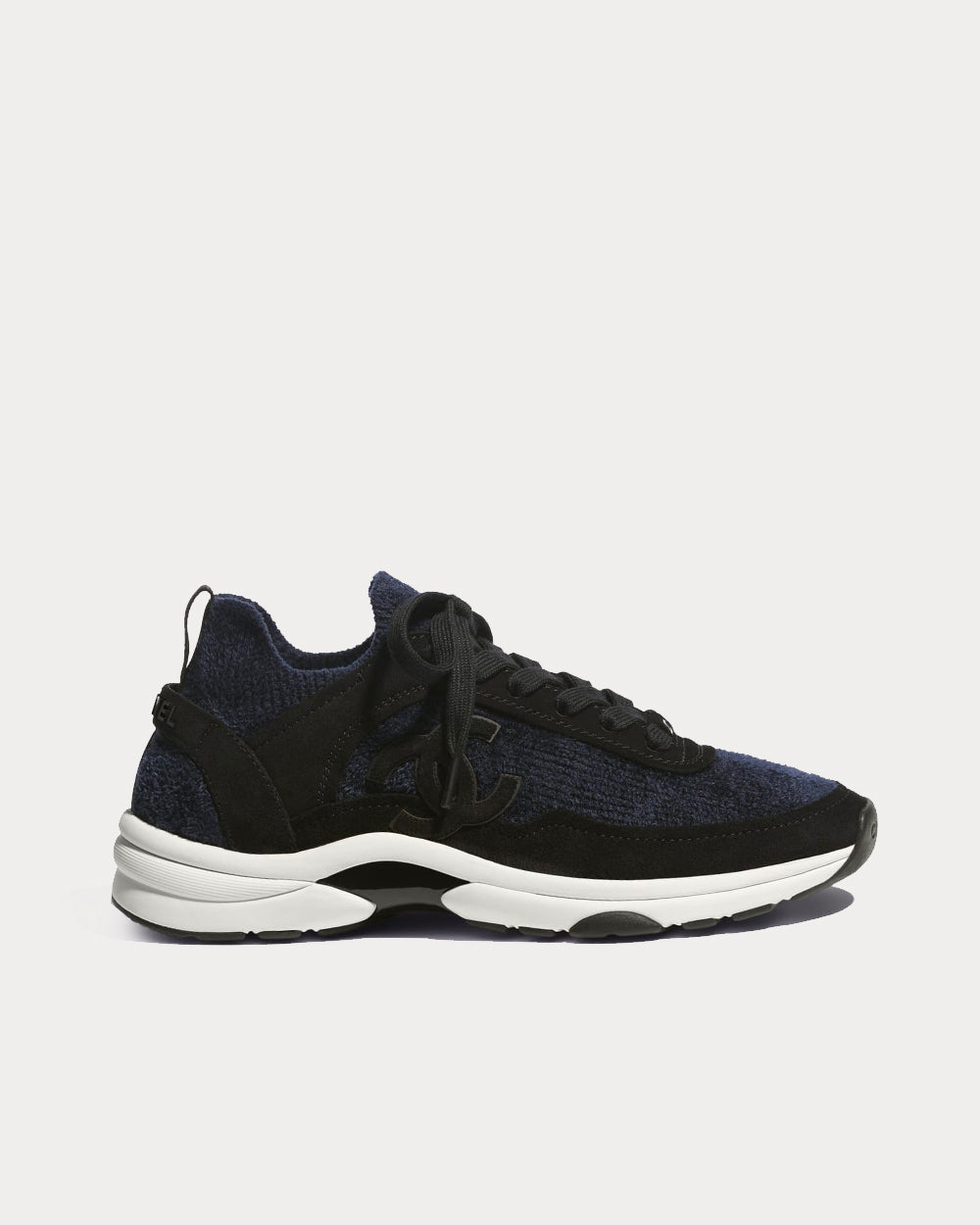 Fabric & Suede Calfskin Blue & Black Low Top Sneakers