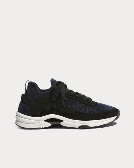 Chanel Fabric & Suede Calfskin Blue & Black Low Top Sneakers - 1