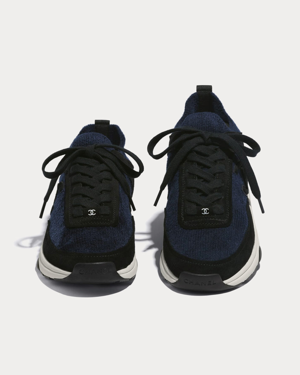 Chanel Fabric & Suede Calfskin Blue & Black Low Top Sneakers
