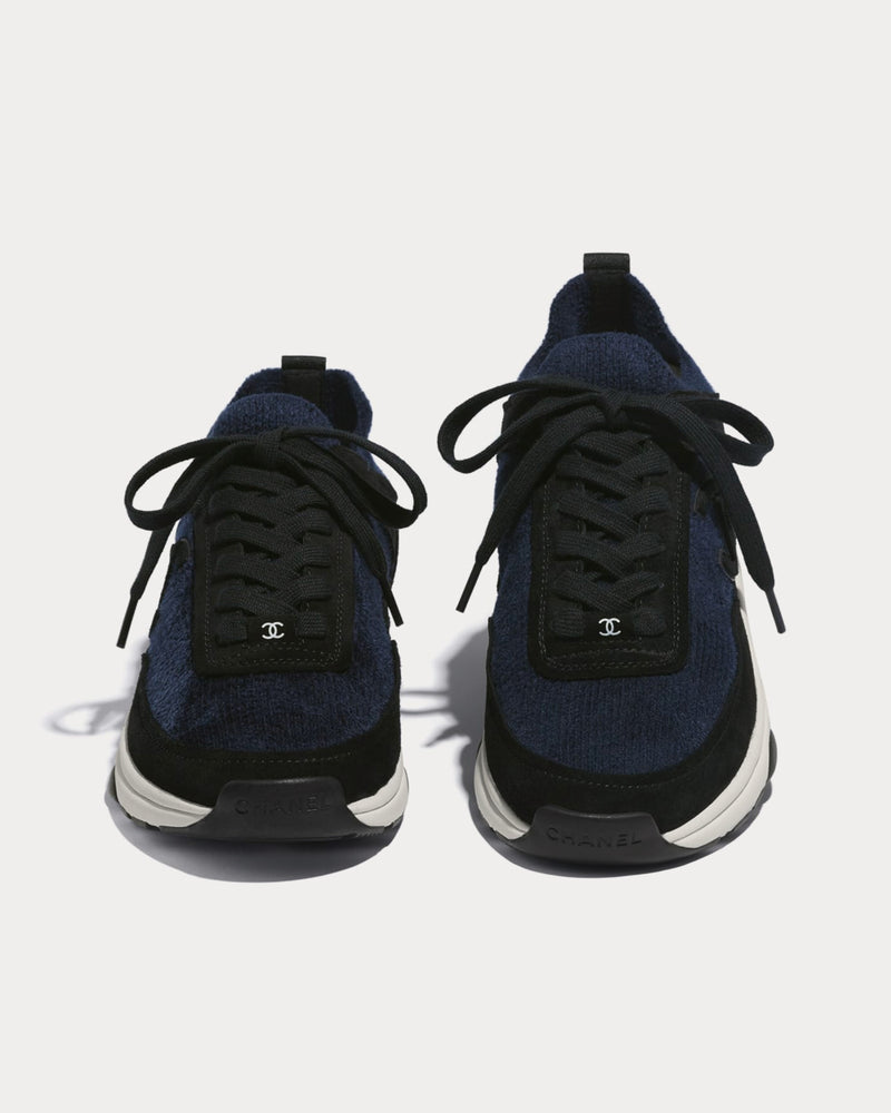 Chanel Fabric & Suede Calfskin Blue & Black Low Top Sneakers - 2