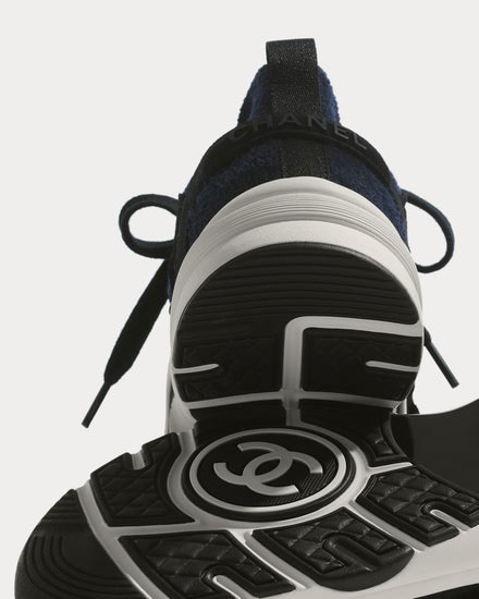 Chanel Fabric & Suede Calfskin Blue & Black Low Top Sneakers - 3
