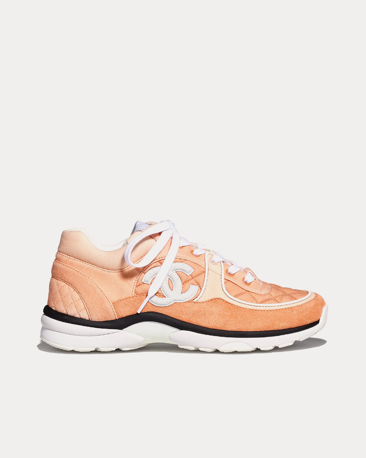 Fabric & Suede Calfskin Light Orange Low Top Sneakers