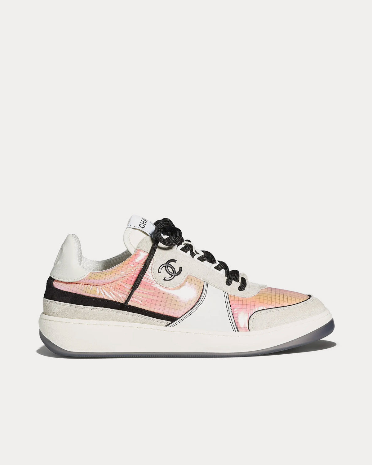 Chanel Fabric & Laminated White & Silver Low Top Sneakers - Sneak in Peace