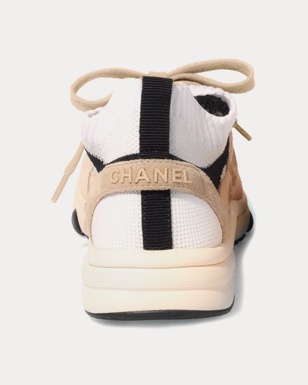 Chanel Knit & Suede Calfskin Light Pink / White / Black Low Top Sneakers - 3