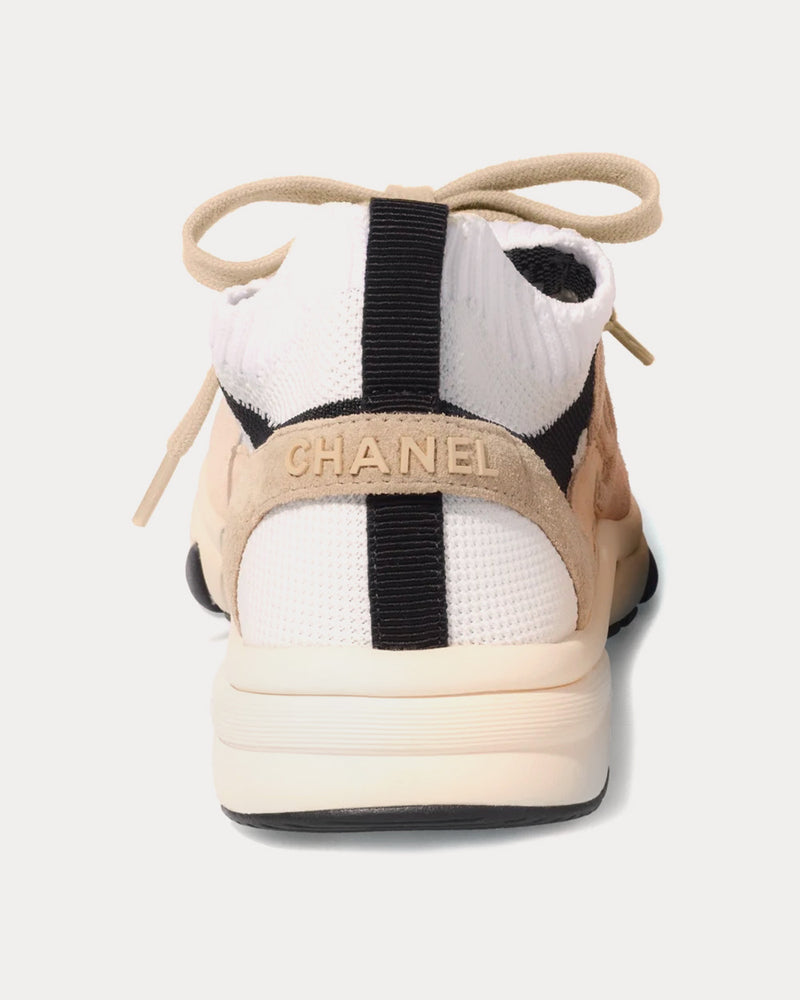 Chanel Knit & Suede Calfskin Light Pink / White / Black Low Top Sneakers - 3