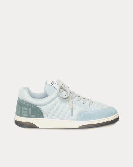 Chanel Mesh & Suede Calfskin Light Blue / Turquoise Low Top Sneakers - 1