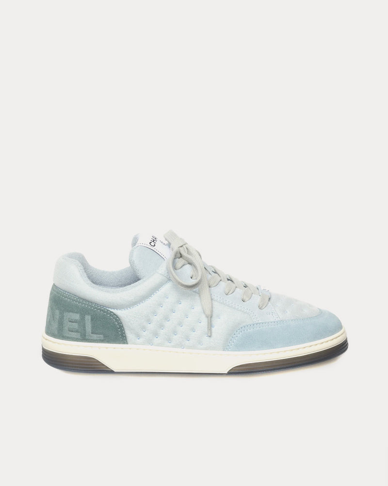 Chanel Mesh & Suede Calfskin Light Blue / Turquoise Low Top Sneakers - 1
