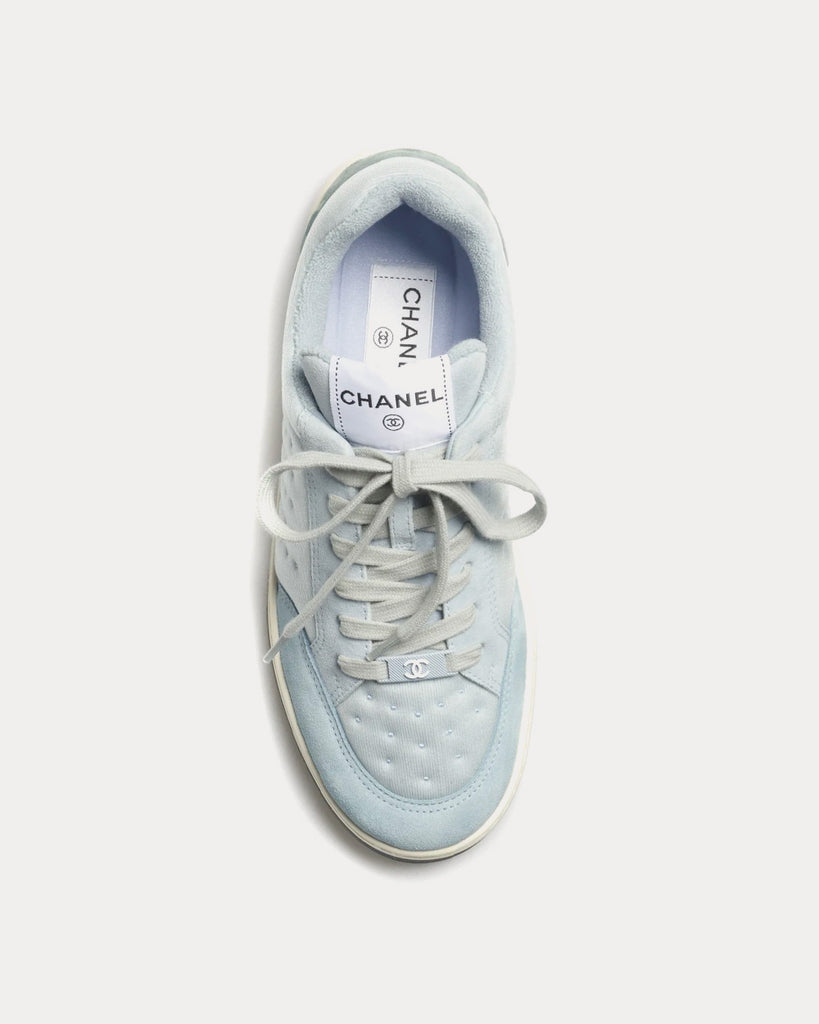 Chanel Fabric & Laminated White & Silver Low Top Sneakers - Sneak in Peace