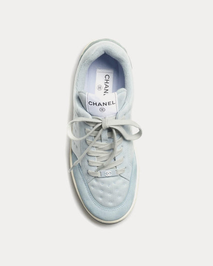 Chanel Mesh & Suede Calfskin Light Blue / Turquoise Low Top Sneakers - 2