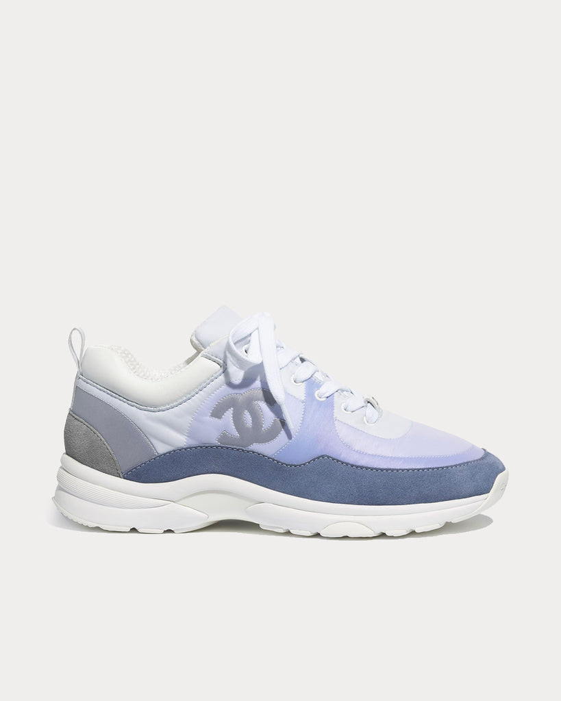 Chanel Suede Calfskin Nylon Sky Blue Low Top Sneakers Sneak in