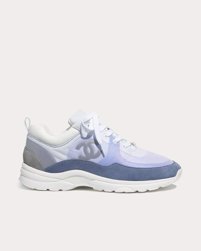 Chanel Suede Calfskin & Nylon Sky Blue Low Top Sneakers - 1