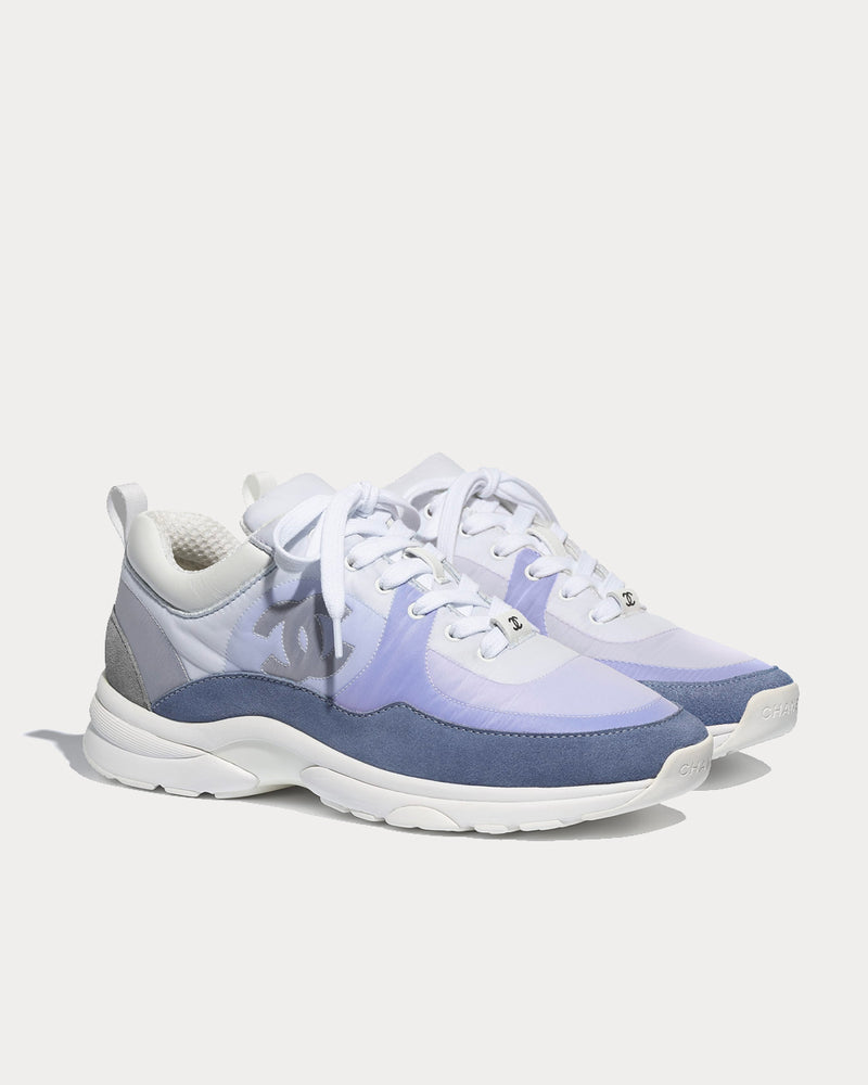 Chanel Suede Calfskin & Nylon Sky Blue Low Top Sneakers - 2