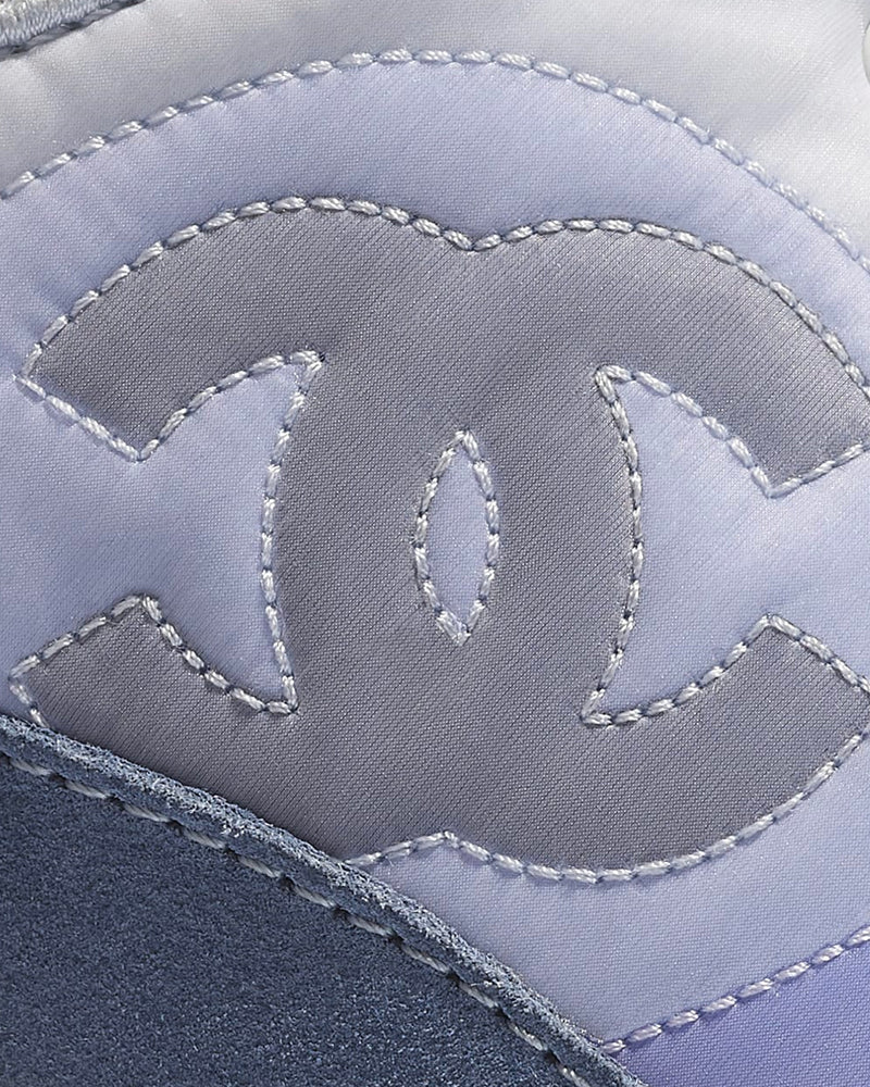 Chanel Suede Calfskin & Nylon Sky Blue Low Top Sneakers - 4