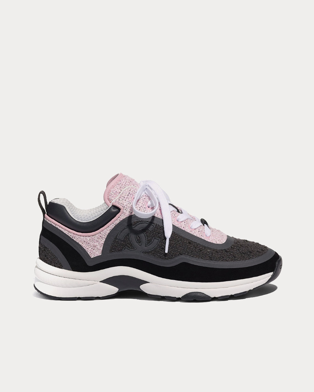 Chanel Tweed & Suede Calfskin Gray & Pink Low Top Sneakers - Sneak in Peace