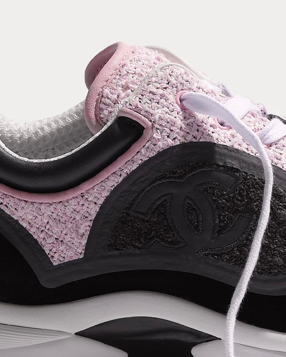 Chanel Tweed & Suede Calfskin Gray & Pink Low Top Sneakers - Sneak