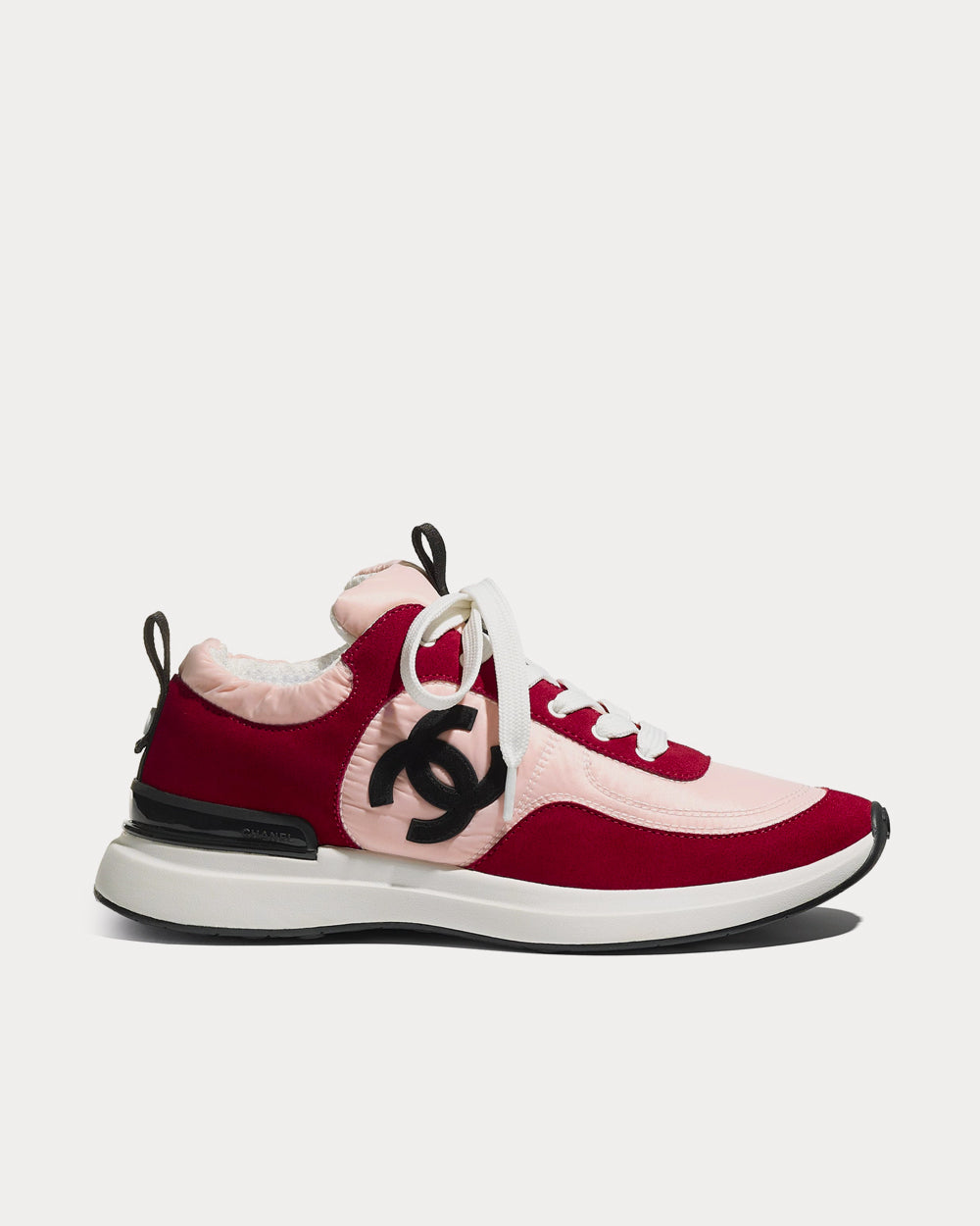 Chanel Suede Calfskin, Nylon Pink & Dark Pink Low Top Sneakers