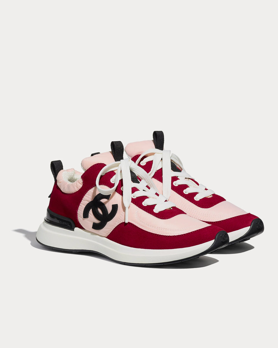 Chanel Suede Calfskin, Nylon Pink & Dark Pink Low Top Sneakers - Sneak in Peace