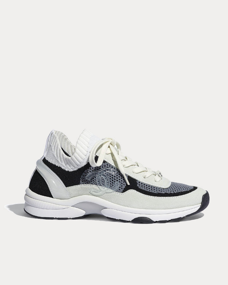 Chanel White & Black Low Top Sneakers - 1